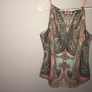 High Neck peach-paisley tank